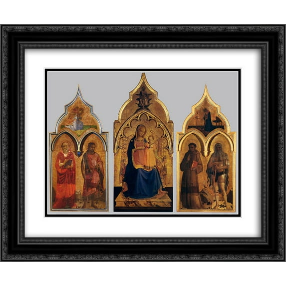 Fra Angelico 2x Matted 24x20 Black Ornate Framed Art Print 'Compagnia di San Francesco Altarpiece'