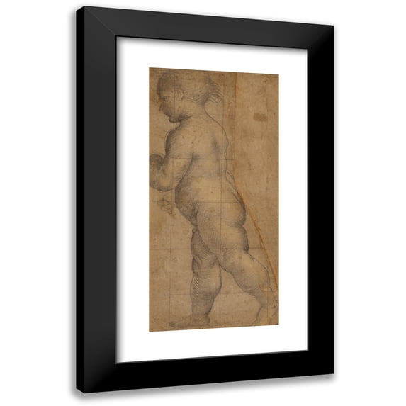 Fra Bartolomeo 10x18 Black Modern Framed Museum Art Print Titled - Study for the Figure of the Infant Saint John the Baptist (1509)