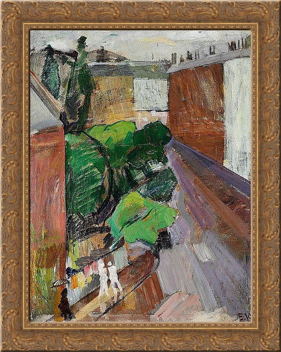 Fra Classensgade, regnvejr 24x20 Gold Ornate Wood Framed Canvas Art by ...