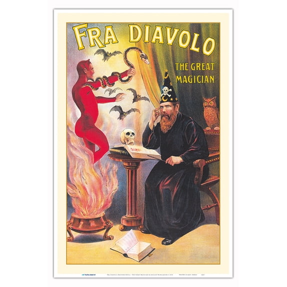 Fra Diavolo (Brother Devil) - The Great Magician - Vintage Magic Poster by Adolph Friedländer c.1910 - Master Art Print (Unframed) 12in x 18in