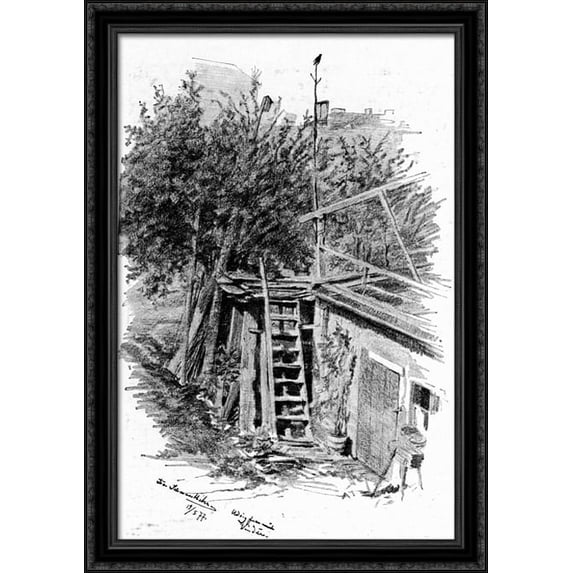 Fra Muenchen 28x40 Large Black Ornate Wood Framed Canvas Art by Theodor Severin Kittelsen