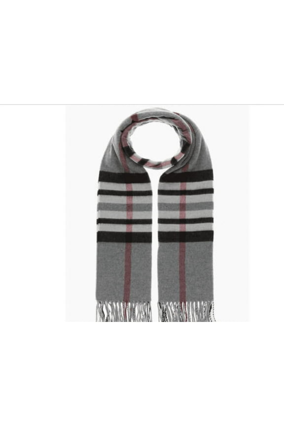 -Exploded Plaid Wrap Cashmink Scarf - Medium Gray