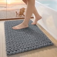 thumbnail image 1 of FRABE Luxury Bathroom Rug, Ultra Soft Quick Dry Bath Mat, Non-Slip Absorbent Thick Chenille Bath Rug, Cozy Braid Design Floor Mat for Bathtub, Sink, Laundry, Bedroom, Grey, 20"x32", 1 of 9