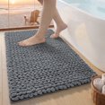 thumbnail image 1 of FRABE Luxury Bathroom Rug, Ultra Soft Quick Dry Bath Mat, Non-Slip Absorbent Thick Chenille Bath Rug, Cozy Braid Design Floor Mat for Bathtub, Sink, Laundry, Bedroom, Grey, 24"x43", 1 of 9