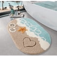 thumbnail image 1 of Frabe Soft and Absorbent Beach Bathroom Rug, Non-Slip Backing, Ideal for Bathroom, Kitchen and Entryway Decor, Sea Beach Starfish Shell Bath Decor, Blue 22" x 34", 1 of 11