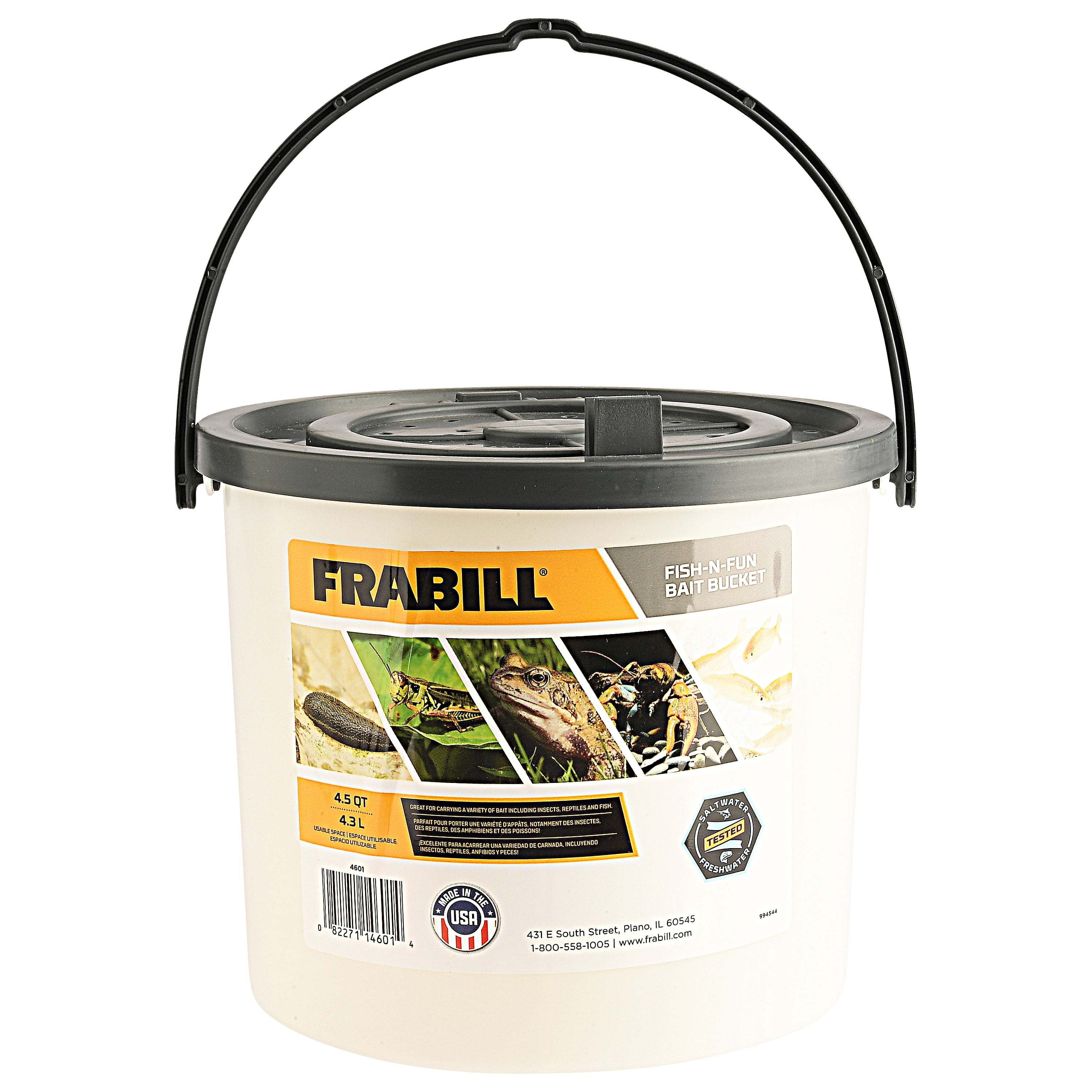 Frabill Fish-N-Fun 4.5 Quart Bait Bucket, Fishing Tackle Boxes