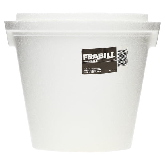 Frabill Fishing Insulated Styrofoam Bait Bucket, White, 8 Quarts/7.6 Liters