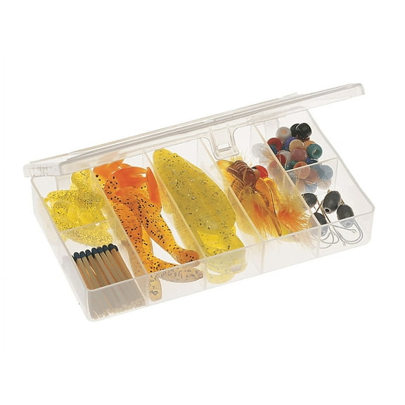 Frabill Fishing Tackle Box, Pocket StowAway with 7 compartments, Small, Clear
