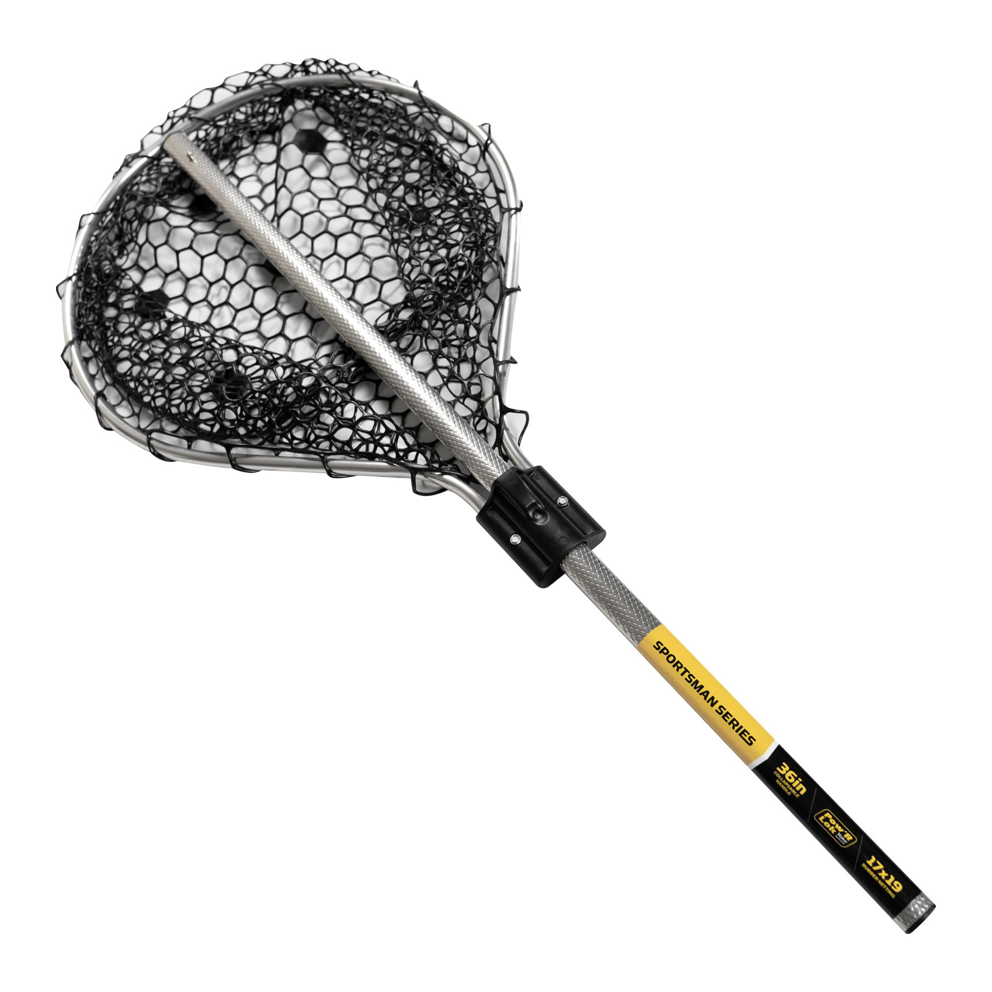 Frabill Sportsman Premium Rubber Landing Net, 17 x 19 Hoop , 36 in Handle, Size: Assorted, Black