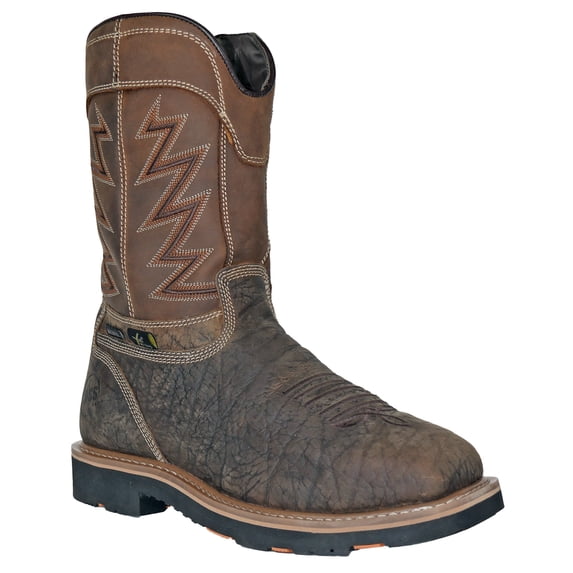 HOSS Men's Safety Shoes & Boots, Mid-Calf, Chunky Closed Toe, Brown, Size 17