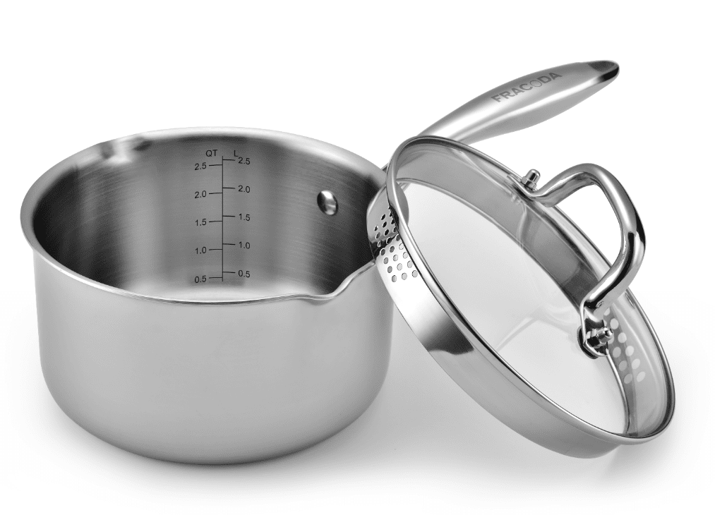 Stainless Steel Saucepan with Tempered Glass Lid, 3 Quart Multipurpose  Cooking Pot, Sauce Pot for Easy Pour with Ergonomic Handle