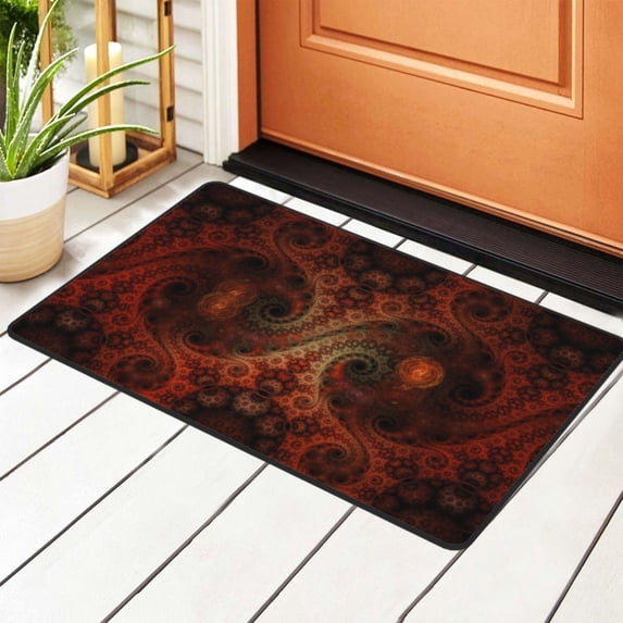 Fractal Abstract Spiral Particles Rugs Doormat, Non-Slip Machine Washable Carpets Floor Door Mat , 36" x 24"