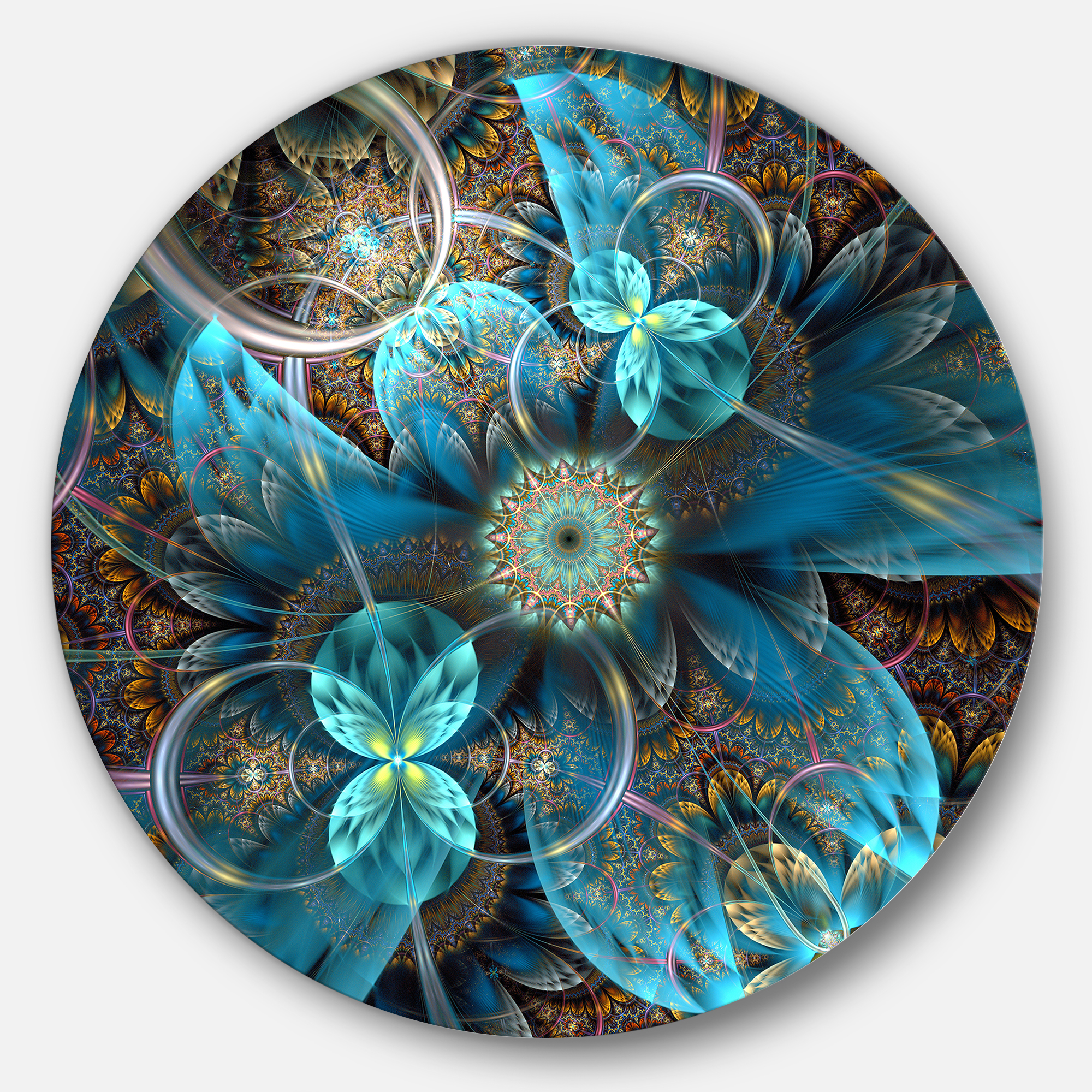 Fractal Blue Flowers 23 in x 23 in Painting Art Prints, by Designart