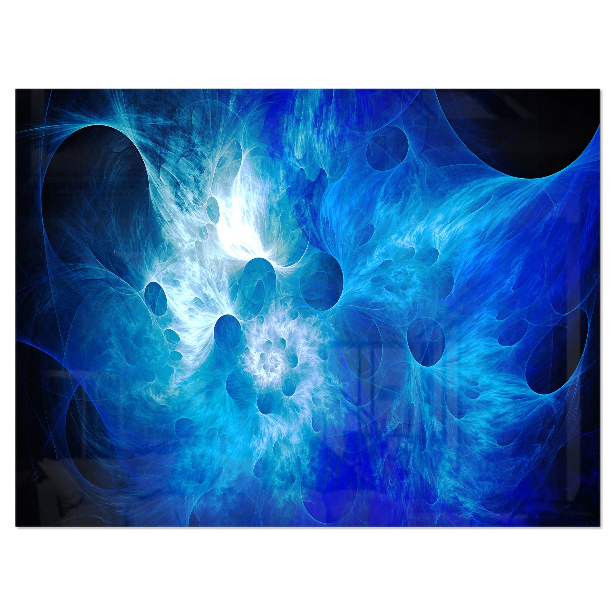 Fractal Blue Smoke 40.00" x 30.00" Painting Art Prints, by Designart