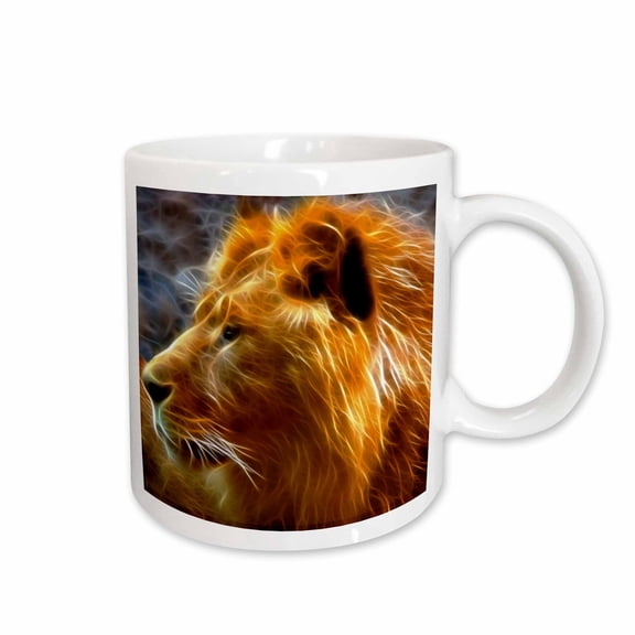 3drose, Fractal Color Outlined Lion, 15oz Mug