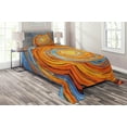 thumbnail image 1 of Fractal Coverlet Set Twin Size, Hippie Style Vortex Spiral Rotary Colorful Chaotic Unusual Turning Contrast Design, Quilted 3 Piece Decor Bedspread Set with Pillow Sham, Orange Blue, by Ambesonne, 1 of 2
