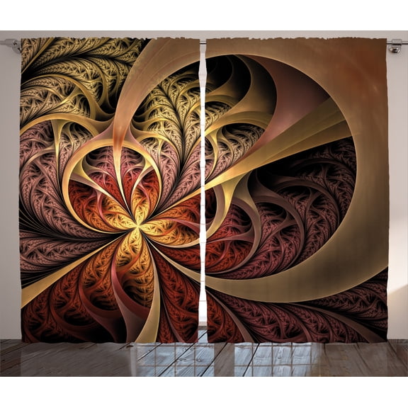 Ambesonne Fractal Curtains 2 Panel Set, Gothic Medieval Theme, 108" x 84", Multicolor