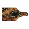 thumbnail image 1 of Fractal Cutting Board, Abstract Electromagnetic Waves Textured Effects Graphic Image, Decorative Tempered Glass Cutting and Serving Board, Wine Bottle Shape, Vermilion Brown, by Ambesonne, 1 of 1