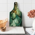 thumbnail image 1 of Fractal Cutting Board, Computer Art Featured Surreal Flowers Dreamy Imaginary Creative Concept, Decorative Tempered Glass Cutting and Serving Board, Wine Bottle Shape, Jade Green Orange, by Ambesonne, 1 of 5