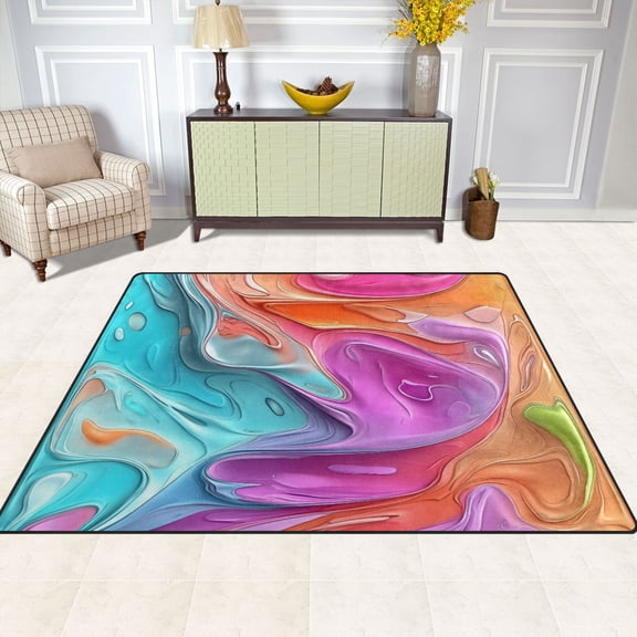 Fractal Design 80''x58'' Extra Large Plush Memory Foam Rug, Soft, Absorbent, Non Slip