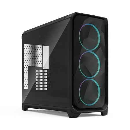Fractal Design - Meshify 3 XL RGB E-ATX Black Chassis with Light Tinted TG Side Panel Full Tower PC Case - Black
