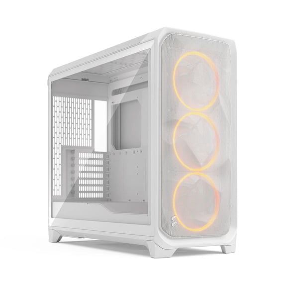 Fractal Design Meshify 3 XL RGB E-ATX Full Tower PC Case - White Chassis with Clear TG Side Panel