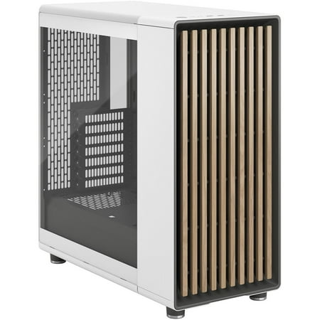 Fractal Design - North Chalk White with Oak Front and Clear TG Side Panel Mid-Tower PC Case - White