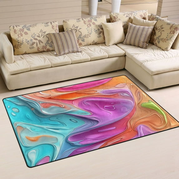 Fractal Design Soft Polyester Area Rug 60''x39'', Non Slip, Memory Foam, Water Absorbent