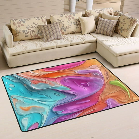 Fractal Design Soft Polyester Area Rug 72''x48'', Non Slip, Memory Foam, Water Absorbent