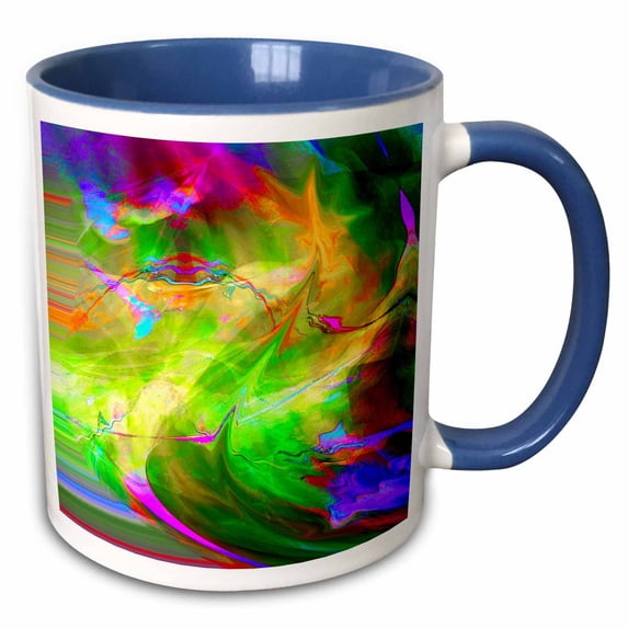 3drose, Fractal Flower with Abstract Layered with Color and Abstract Affects, 15oz Two-tone Blue Mug