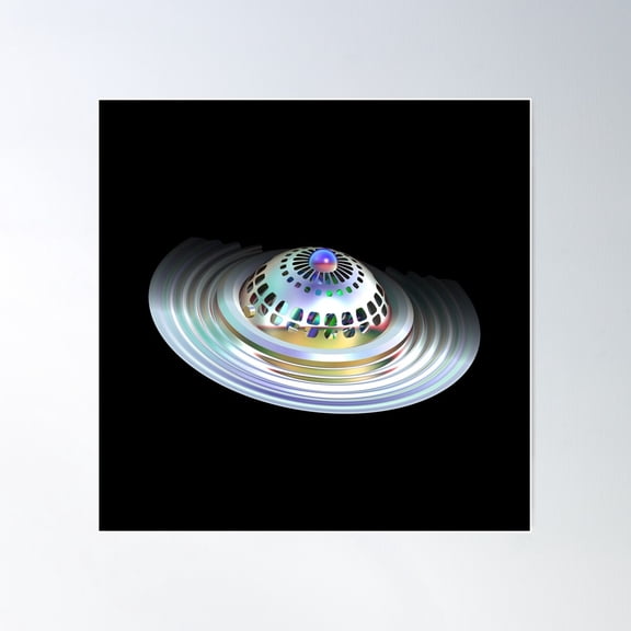 Fractal Flying Saucer Poster Wall Art, Modern Wall Decor For Living Room Bedroom, 24x24 UNFRAMED