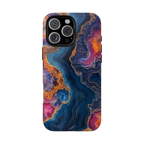 Fractal Geode Marble Agate Blue Pink Orange Rock Artistic Phone Case for iPhone 11 12 13 14 15 16 17 Pro Max