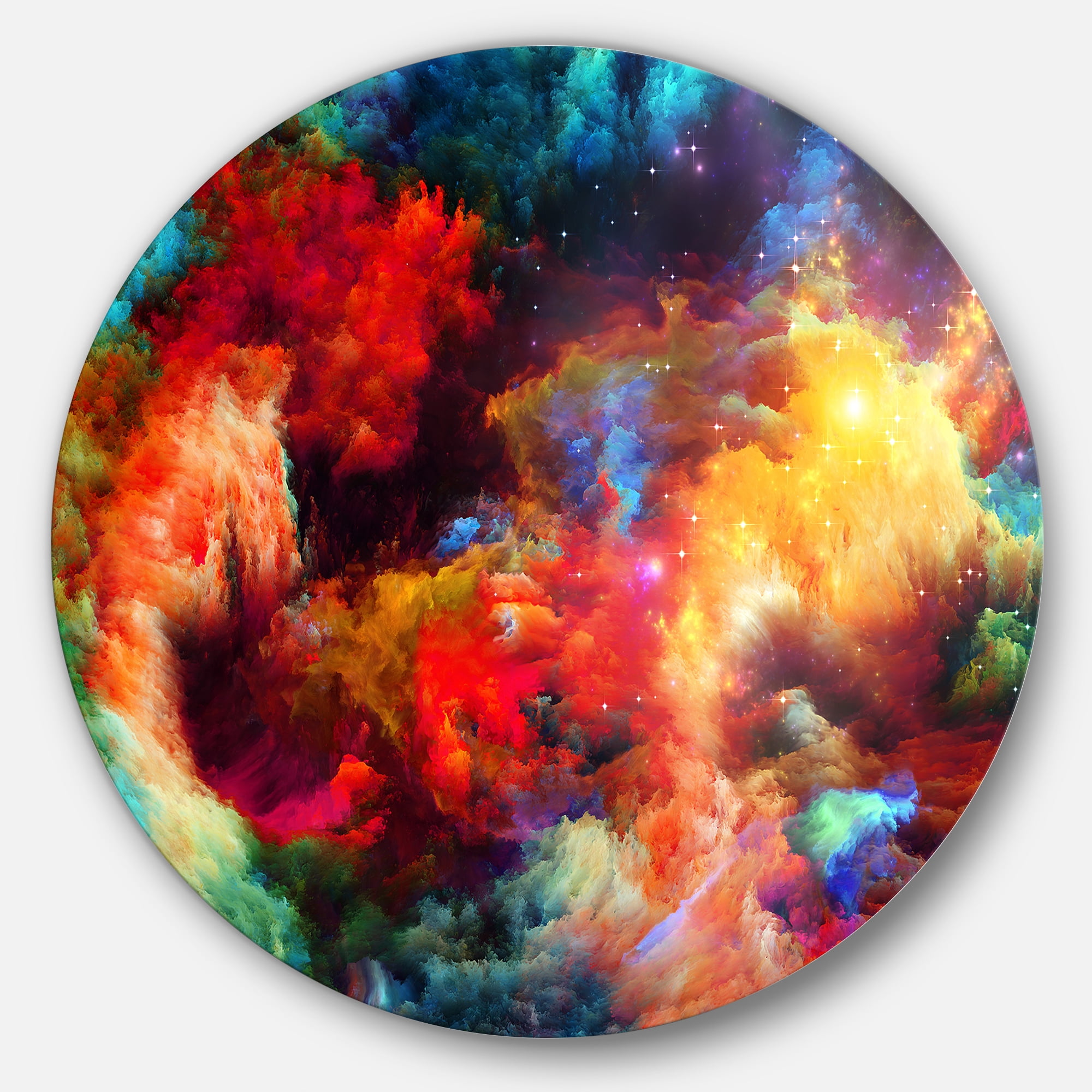 Fractal Paint Fusion Disc 23.00" x 23.00" Painting Art Prints, by Designart