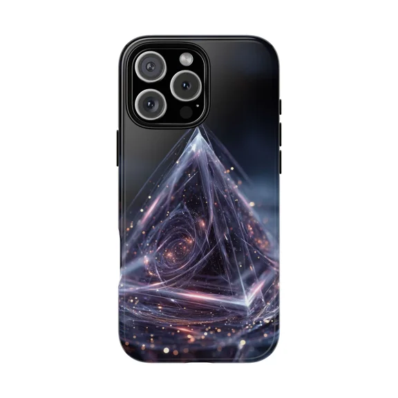 Fractal Purple Pyramid Abstract Geometry Phone Case Futuristic Art for iPhone 17 16 15 14 13 12 11 Pro Max