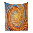 thumbnail image 1 of Fractal Soft Flannel Fleece Blanket, Hippie Style Vortex Spiral Rotary Colorful Chaotic Unusual Turning Contrast Design, Cozy Plush for Indoor and Outdoor Use, 50" x 60", Orange Blue, by Ambesonne, 1 of 5