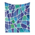 thumbnail image 1 of Fractal Soft Flannel Fleece Throw Blanket, Ceramic Mosaic Style Forms Trippy Abstract Vivid Display, Cozy Plush for Indoor and Outdoor Use, 60" x 80", Jade Green Royal Blue, by Ambesonne, 1 of 6