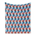 thumbnail image 1 of Fractal Soft Flannel Fleece Throw Blanket, Mosaic Style Hexagonal Mirroring Geometrical Shape Creative Trippy Pattern Design, Cozy Plush for Indoor and Outdoor Use, 70" x 90", Blue Red, by Ambesonne, 1 of 6