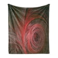thumbnail image 1 of Fractal Soft Flannel Fleece Throw Blanket, Spiral Curved Leaf Veins Pattern with Futuristic Swirling Influences Image, Cozy Plush for Indoor and Outdoor Use, 70" x 90", Coral Red, by Ambesonne, 1 of 5