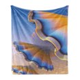 thumbnail image 1 of Fractal Soft Flannel Fleece Throw Blanket, Trippy Gradient Shell in Digital Textured Tones Sci Fi Design, Cozy Plush for Indoor and Outdoor Use, 50" x 60", Blue Merigold, by Ambesonne, 1 of 5