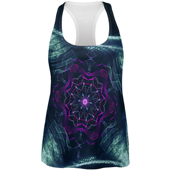 Fractal Steam Punk Gear Mandala All Over Womens Work Out Tank Top Multi X-LG