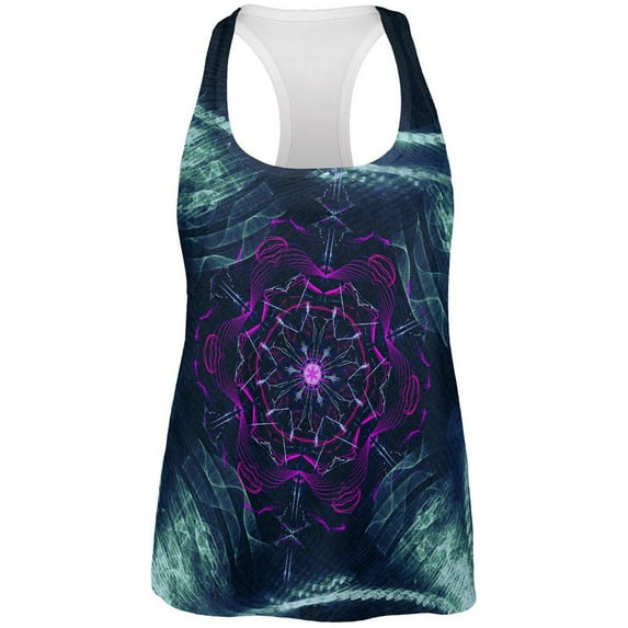 Fractal Steam Punk Gear Mandala All Over Womens Work Out Tank Top Multi X-LG