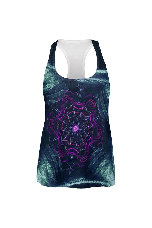 Fractal Steam Punk Gear Mandala All Over Womens Work Out Tank Top Multi X-LG