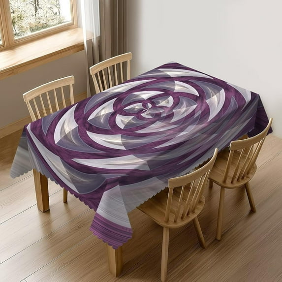 Fractal Table Cloth for Dining Tables, Reusable Sphere Blooming Flower Rose Like Colored Image Different Details Tablecloths Decor Rectangle Table Cover for Kitchen,Holiday,Party, 60x84Inch