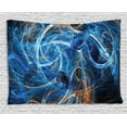 thumbnail image 1 of Fractal Tapestry, Chaos Curves Hollow Science Fiction Style Space Wind Abstract Digital Artwork, Wall Hanging for Bedroom Living Room Dorm Decor, 60W X 40L Inches, Blue Golden, by Ambesonne, 1 of 2