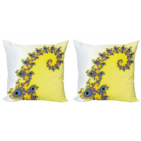 Ambesonne Modern Throw Pillow Cover 2 Pack, Trippy Seahorse Pattern, 18", Earth Yellow Blue