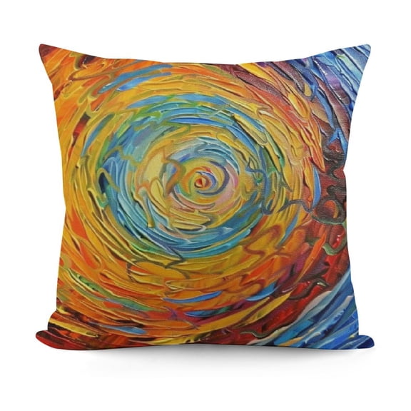 Fractal Throw Pillow Cushion Cover, Style Vortex Spiral Rotary Colorful Chaotic Unusual Turning Contrast Design, Decorative Square Accent Pillow Case,Orange Blue