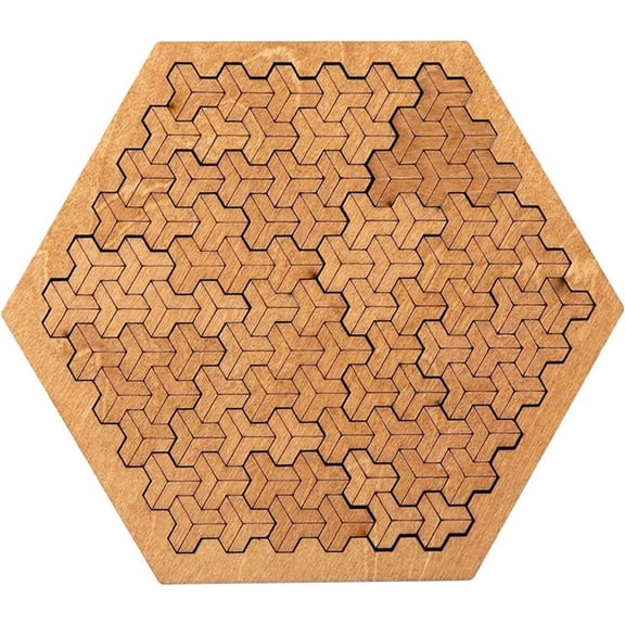 Fractal Tray Puzzles, Mind Bending Wooden Jigsaw Puzzle for Adult, Unique Irregular-Shaped Wooden Puzzle, Difficult Challenging Impossible and Irregular Jigsaw for Brain Training Games (Type-C)
