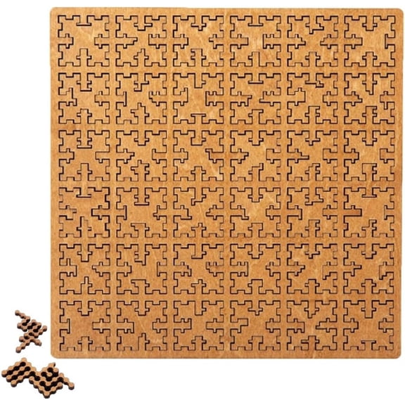 Fractal Tray Puzzles, Mind Bending Wooden Jigsaw Puzzle, Impossible Hard Puzzles for Adults, Unique Irregular Creative Reverse Thinking Challenging Labyrinth Puzzle with Frame(Hilbert Curve)
