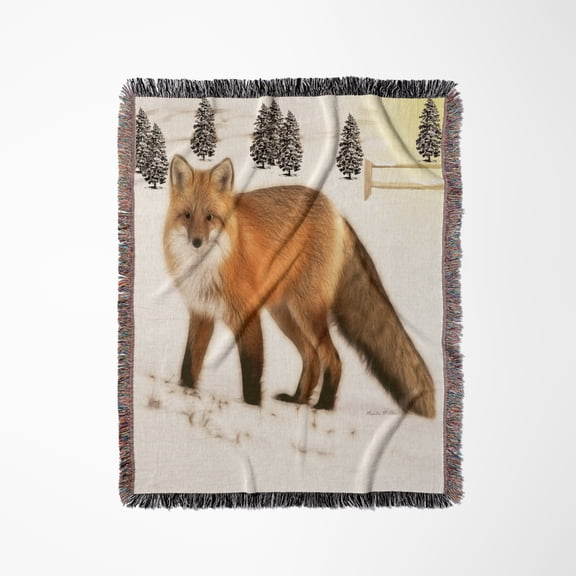 Fractalius Red Fox, Woven Blanket