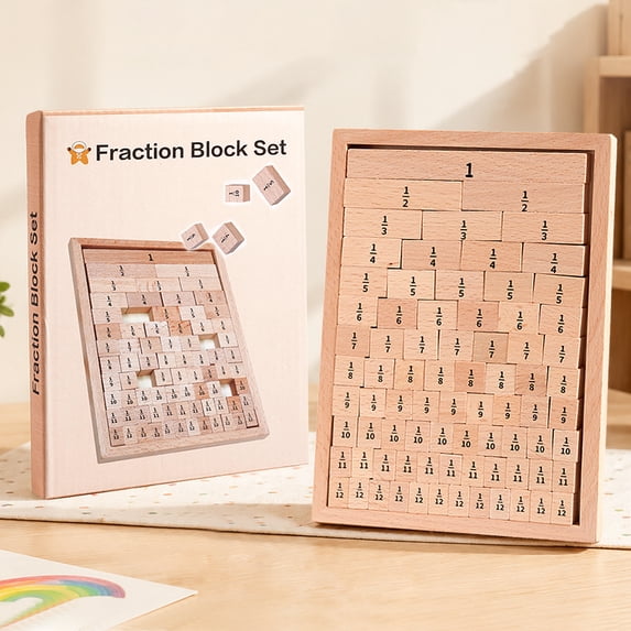 Fraction Block Set Wooden Math Learning Toy